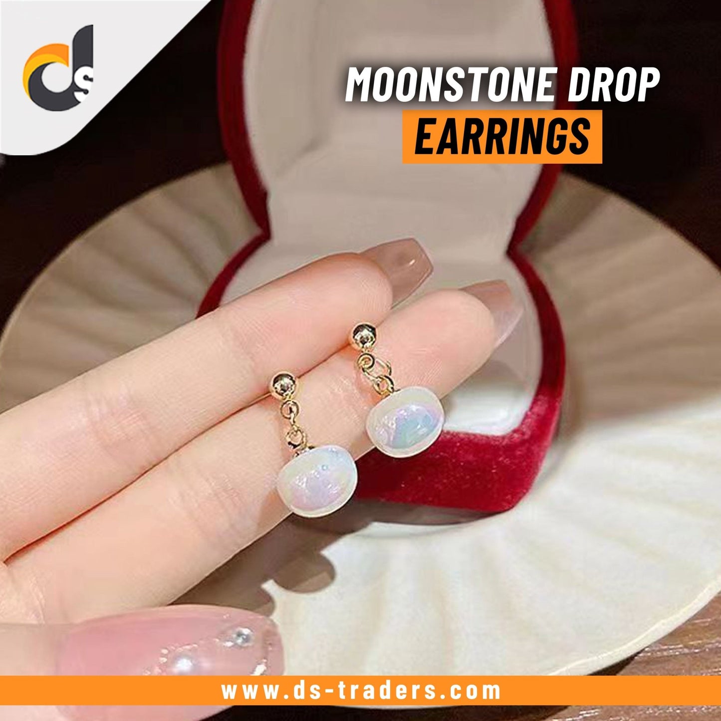 Moonstone Drop Earrings - DS Traders