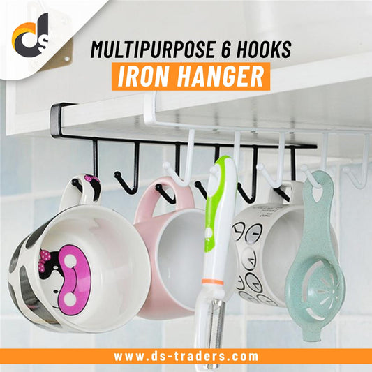 Multipurpose Iron Hanger with 6 Hooks - DS Traders