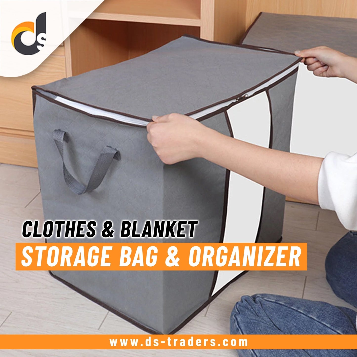 Multipurpose Storage Bag & Organizer for Clothes & Blanket | Grey - DS Traders