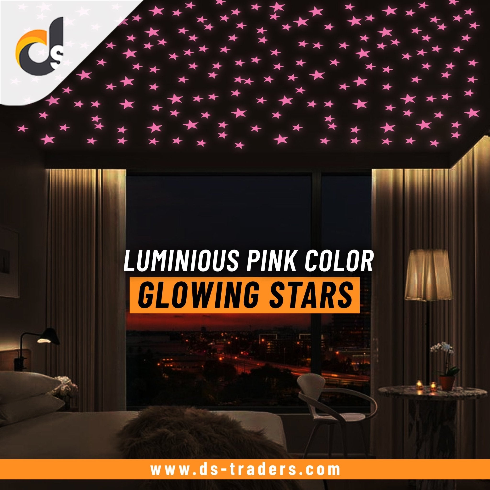Pack of 100 - 3D Luminous Glowing Stars - Pink Color – DS Traders