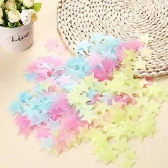Pack of 100 - 3D Luminous Glowing Stars - Pink Color - DS Traders