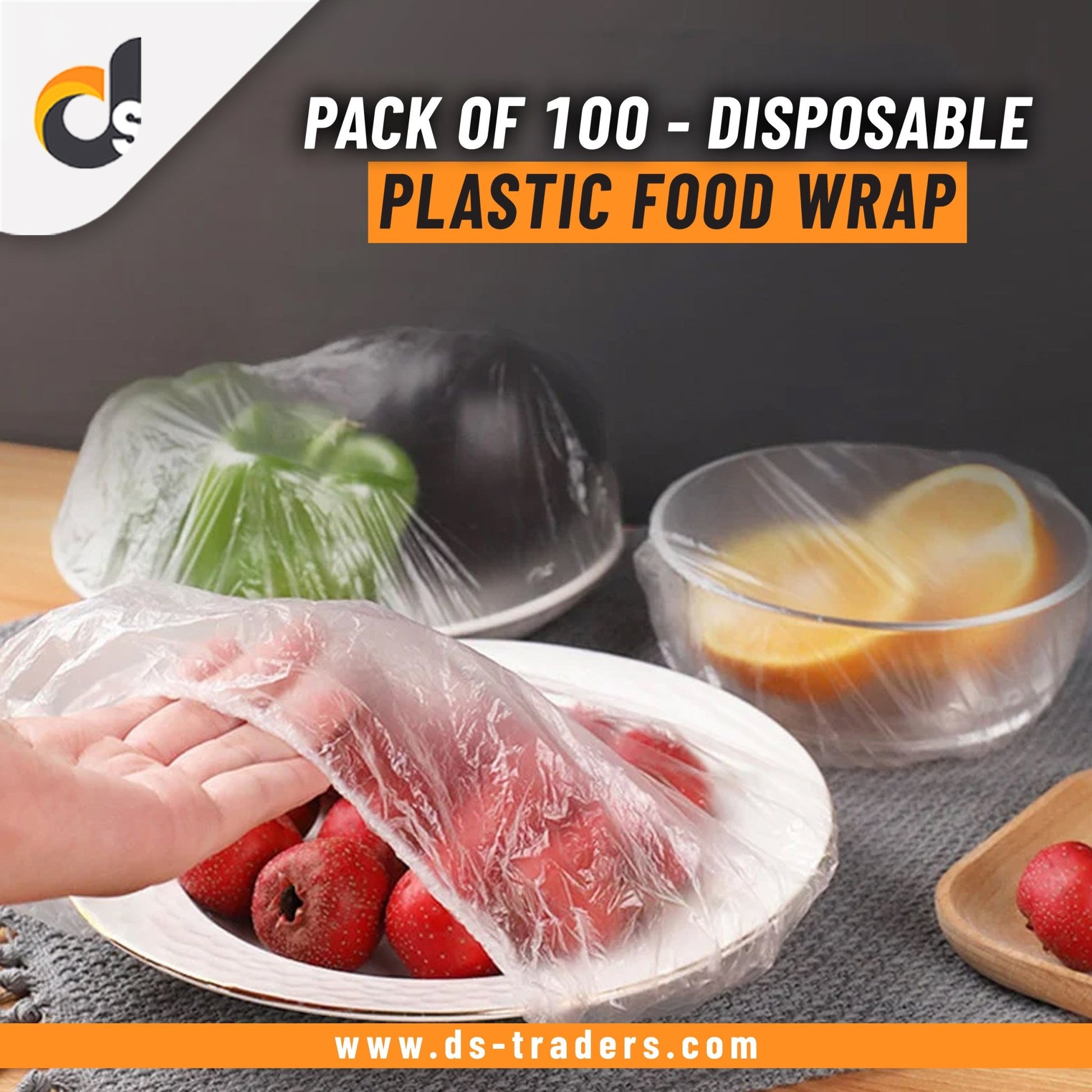 Pack of 100 - Disposable Plastic food Wrap - DS Traders