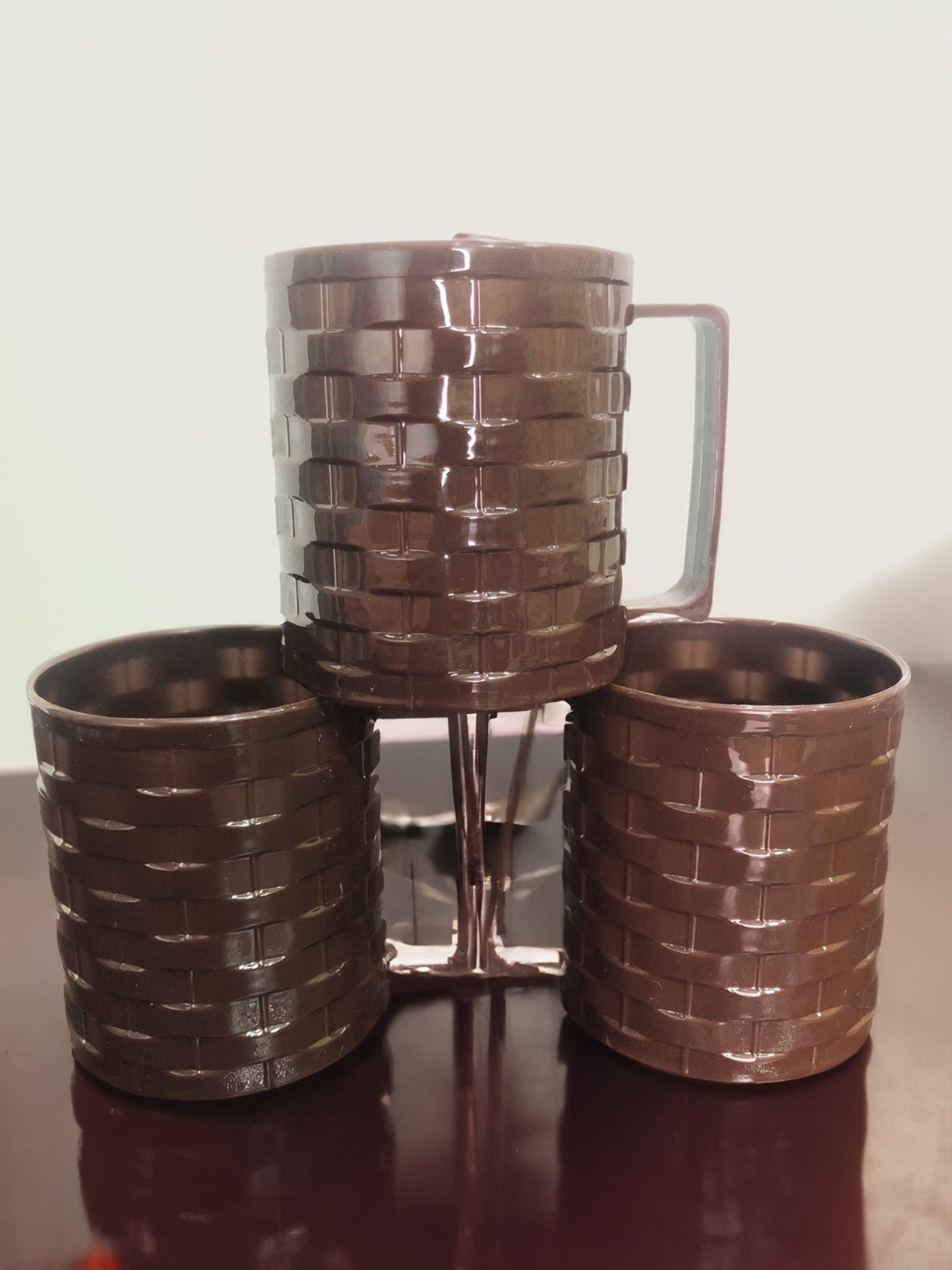 Pack Of 3 - Bricks Design Plastic Mug - DS Traders