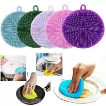 Pack Of 3 - Silicone Dish Round Sponge for Multipurpose Use - DS Traders