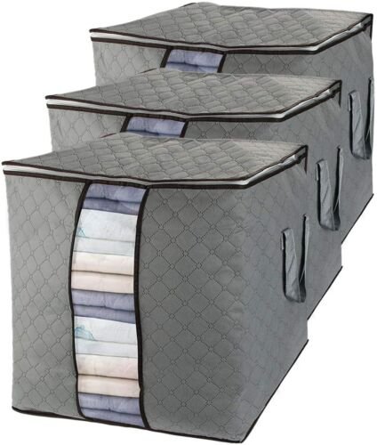 Pack Of 5 - Non Woven Foldable Grey Storage Bag. - DS Traders