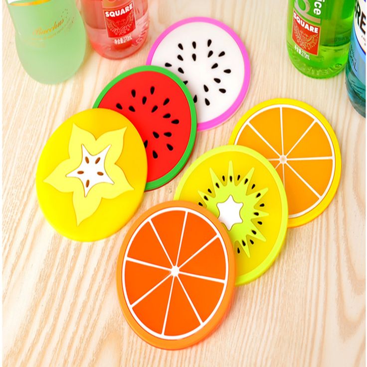 Pack of 5 silicone matts beautiful fruits slices shape Tea mat (Random Designs) - DS Traders