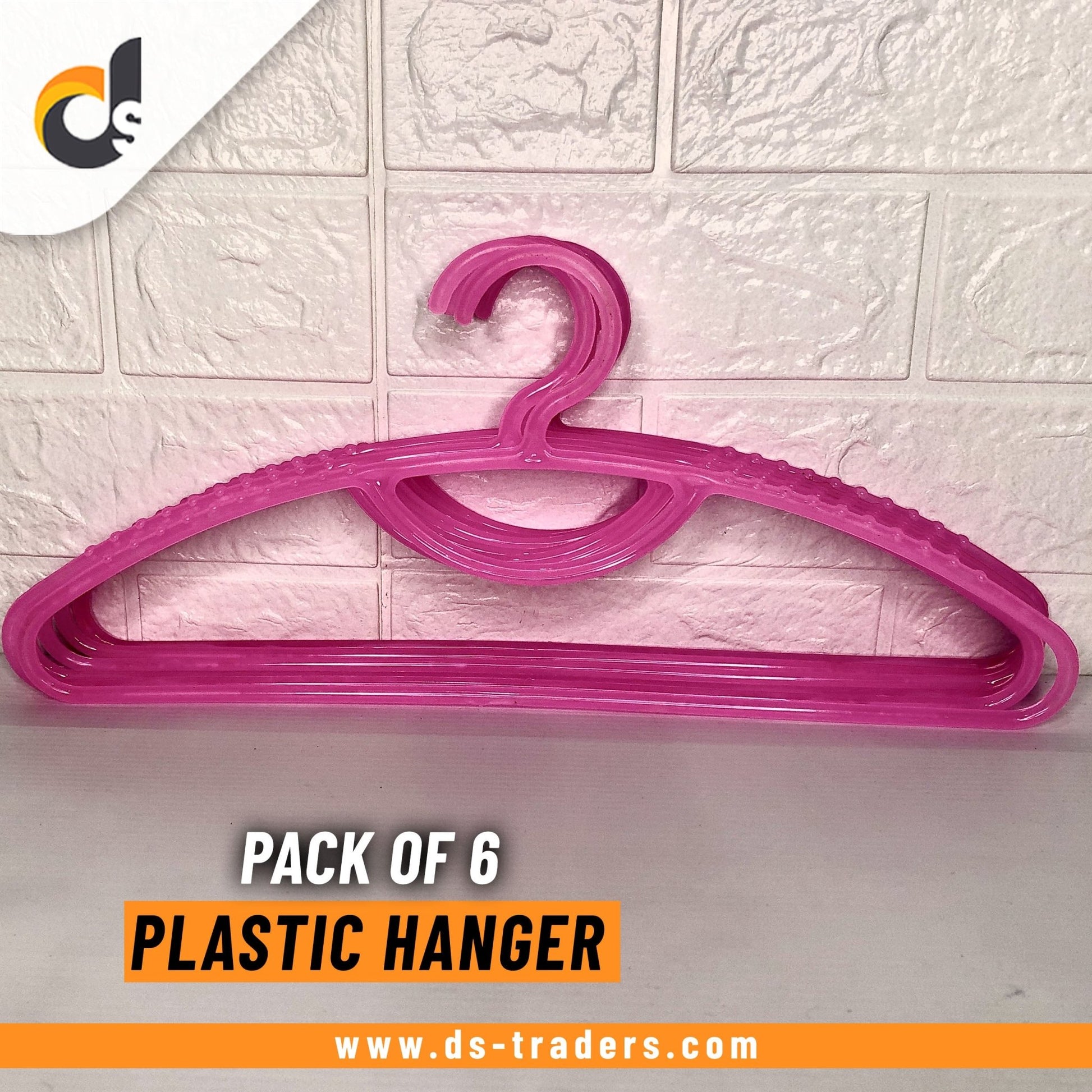 Pack Of 6 - Plastic Clothes Hanger - DS Traders