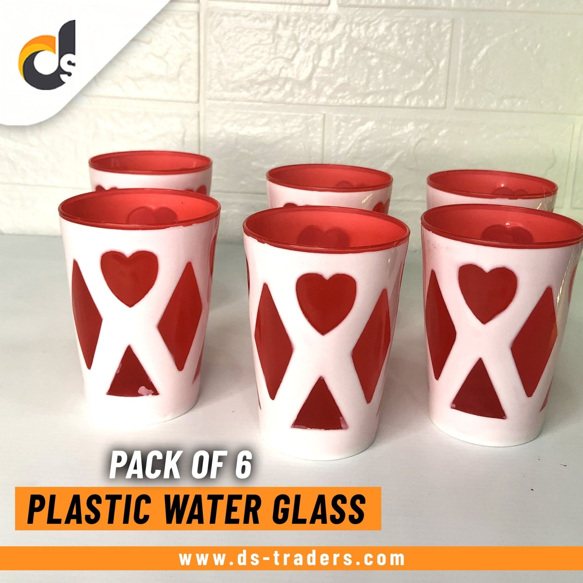 Pack Of 6 - Plastic Water Glass - DS Traders