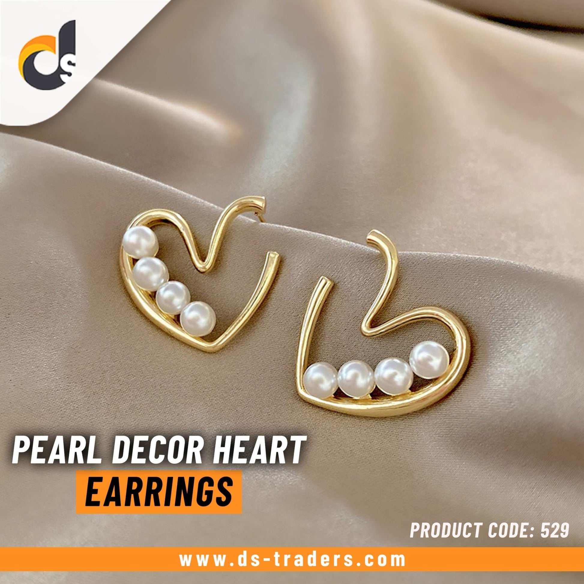 Pearl Decor Heart Earrings - DS Traders