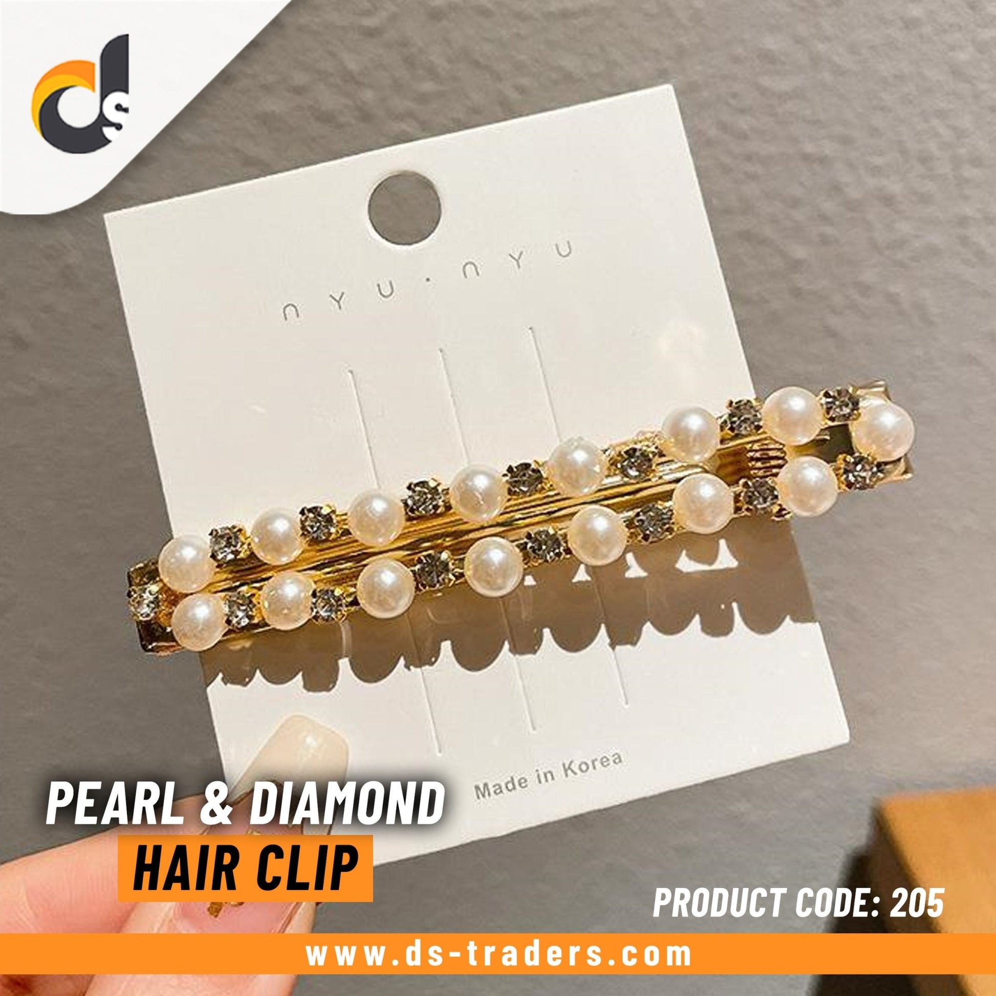 Pearl & Diamond Shiny Hair Clip - DS Traders