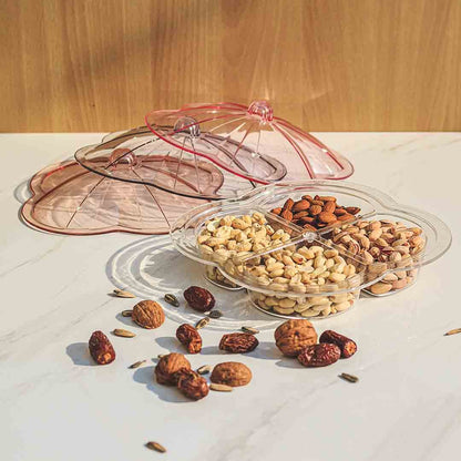 Pearl Shape Dry Fruit Tray With Beautiful Acralic Lid. - DS Traders