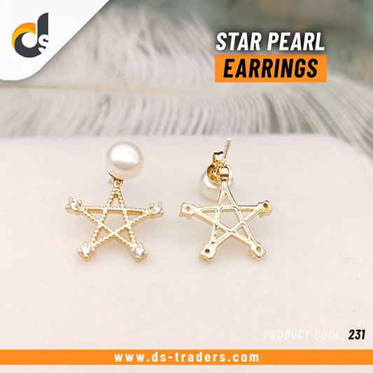 Pearl Star Shape Earrings - DS Traders