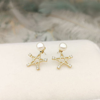 Pearl Star Shape Earrings - DS Traders