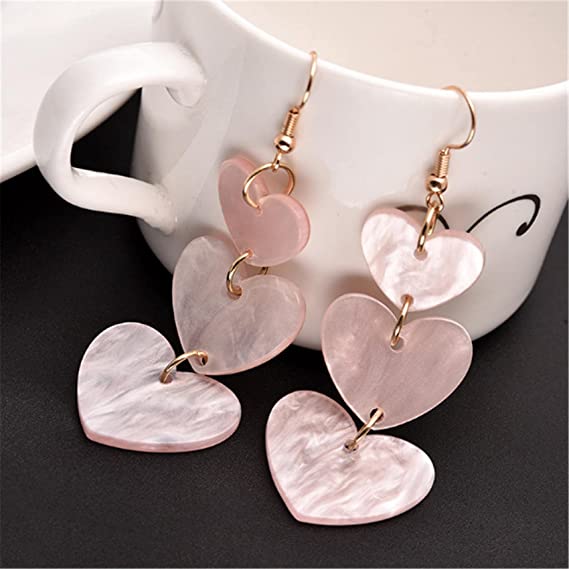 Pink Heart Drop Earrings - DS Traders