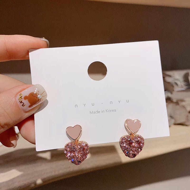 Pink Shiny Heart Earrings - DS Traders