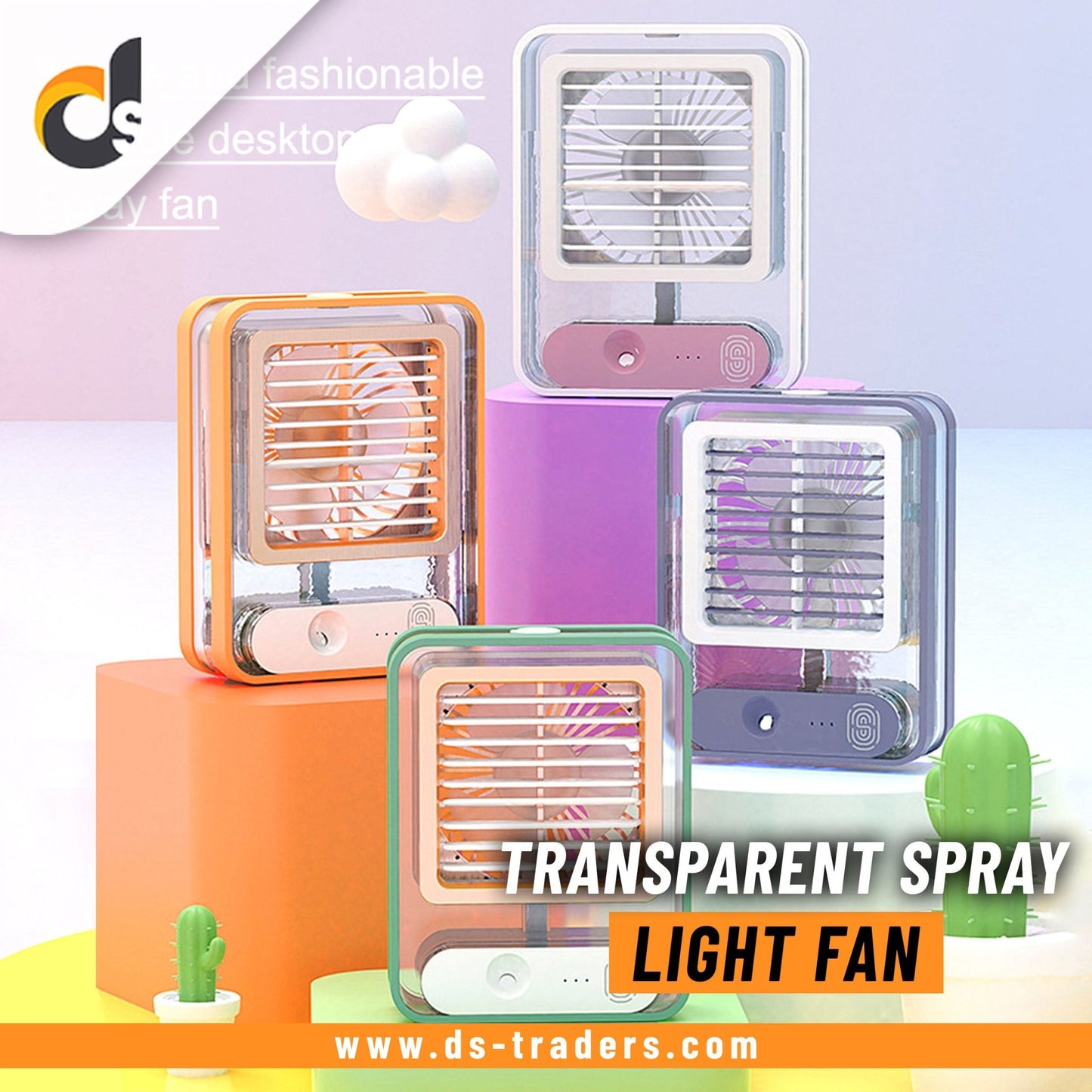 Portable LED Desk Fan with Mist Spray. - DS Traders