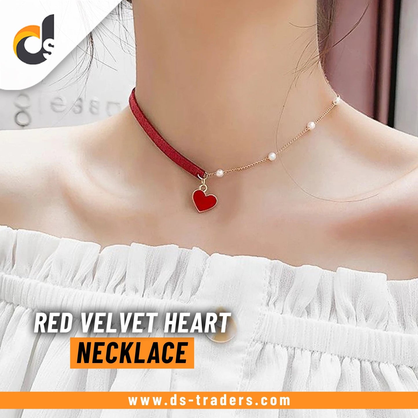 Red Velvet Heart Necklace - DS Traders