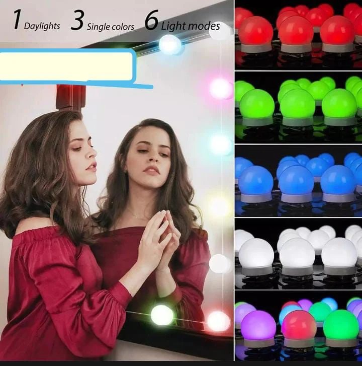 RGB - Colorful LED Mirror Lights Vanity (10 Bulbs). - DS Traders