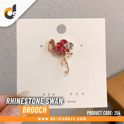 Rhinestone Swan Shape Brooch - DS Traders
