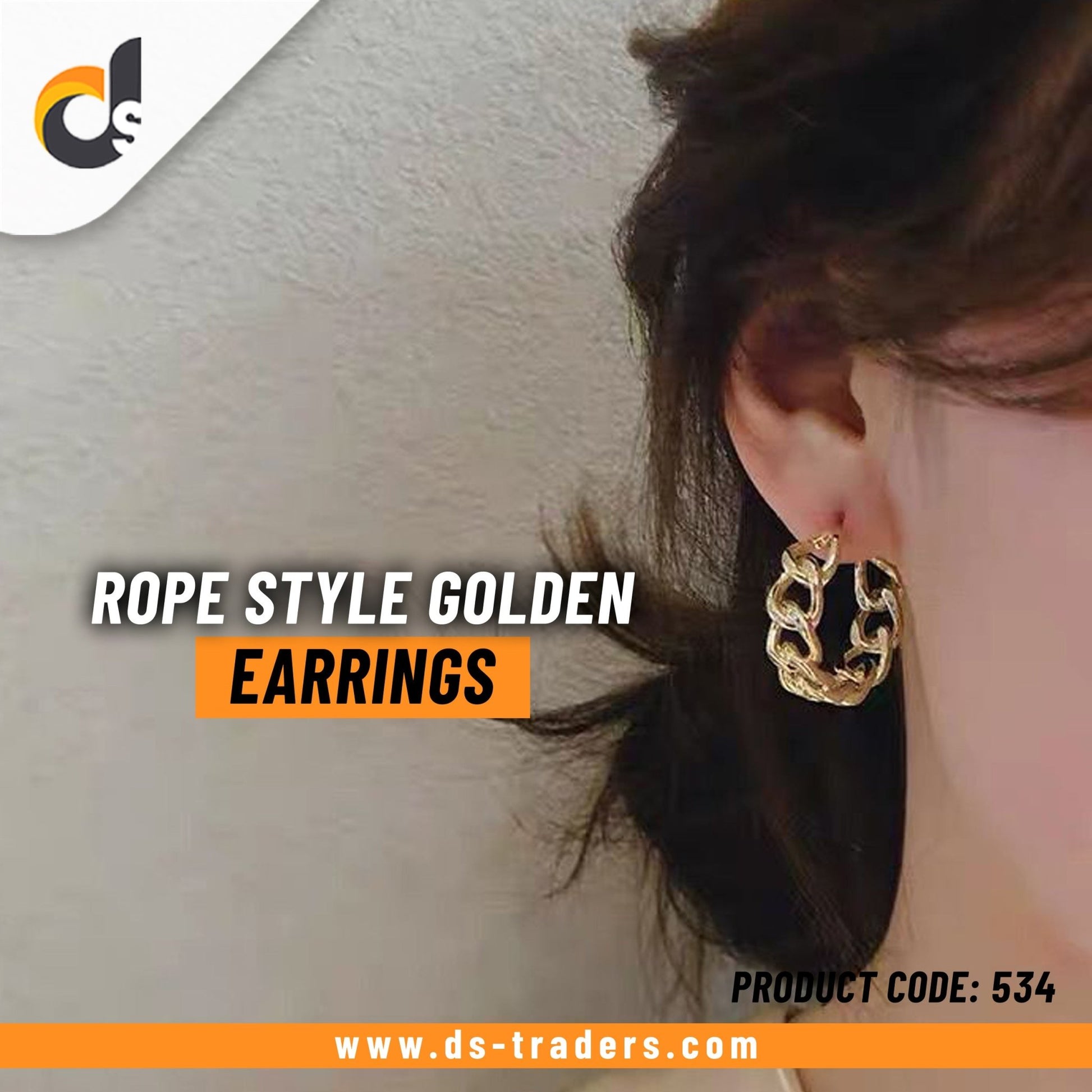 Rope Style Golden Earrings - DS Traders