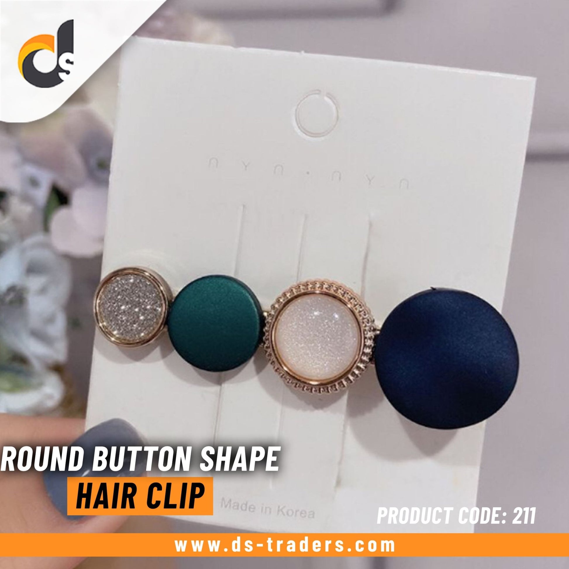 Round Button Shape Hair Clip - DS Traders