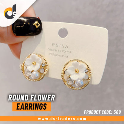 Round Flower Earrings - DS Traders