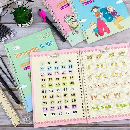 Sank Magic Practice Copybook Pen Preschools Kids 4-Pcs - DS Traders