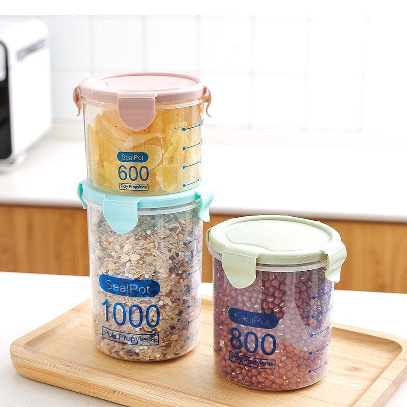 Sealed transparent plastic jar kitchen cereal storage box 1PC (RANDOM SIZE) - DS Traders