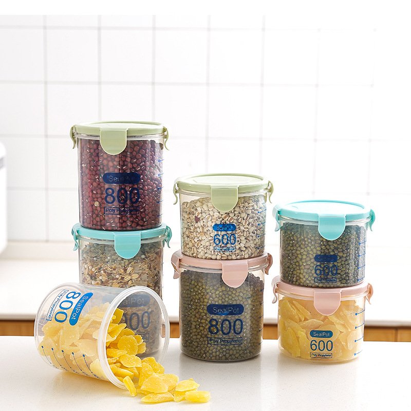 Sealed transparent plastic jar kitchen cereal storage box 1PC (RANDOM SIZE) - DS Traders