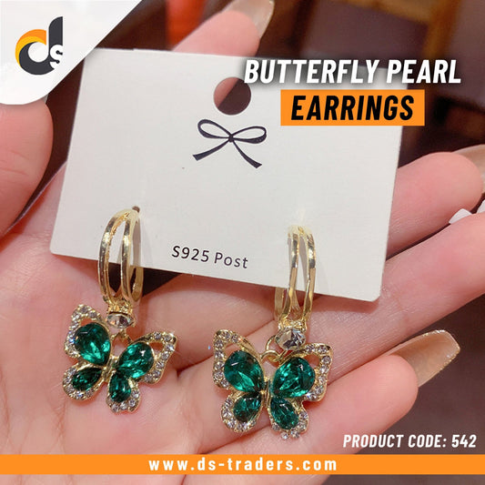 Simple Butterfly Pearl Earrings - DS Traders