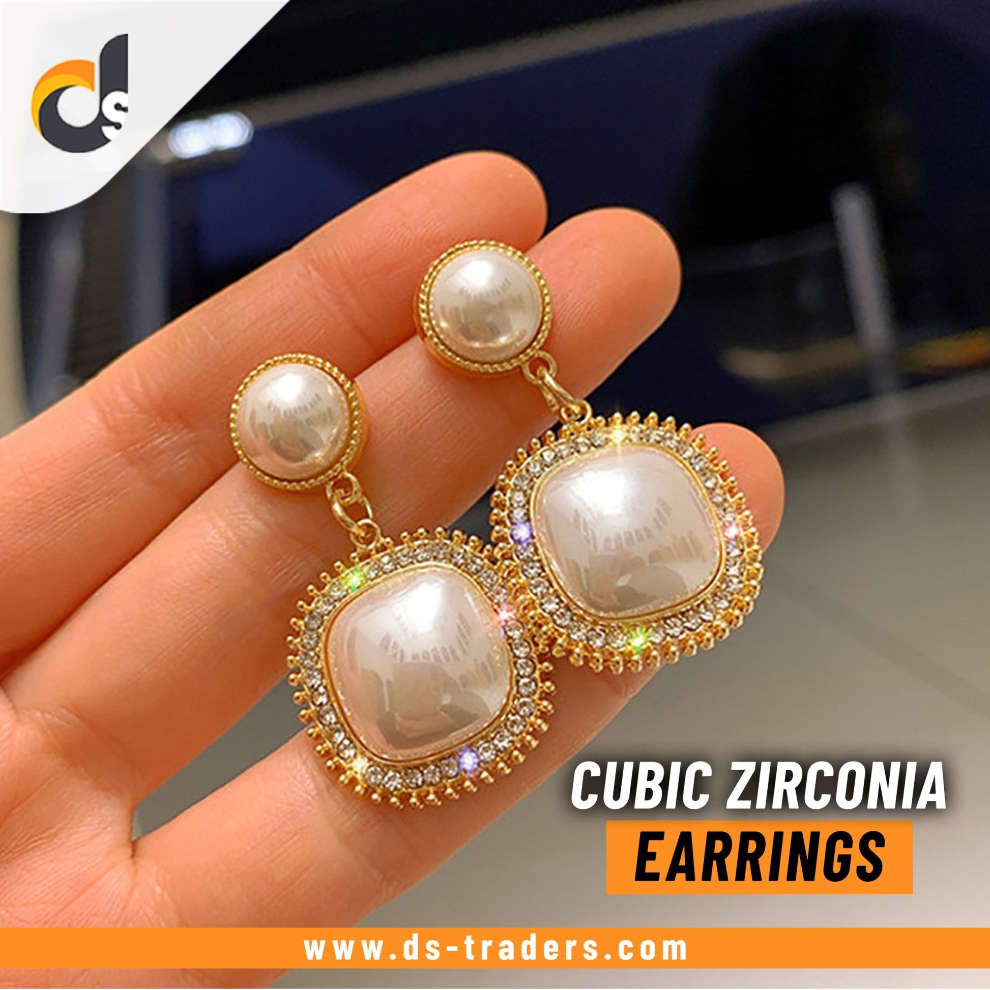 Square Cubic Zirconia Vintage Earrings - DS Traders