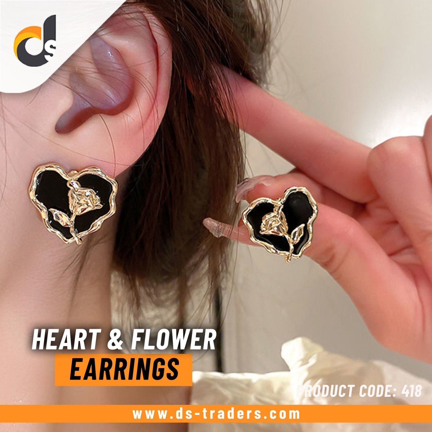 Stud Heart & Flower Earrings - DS Traders