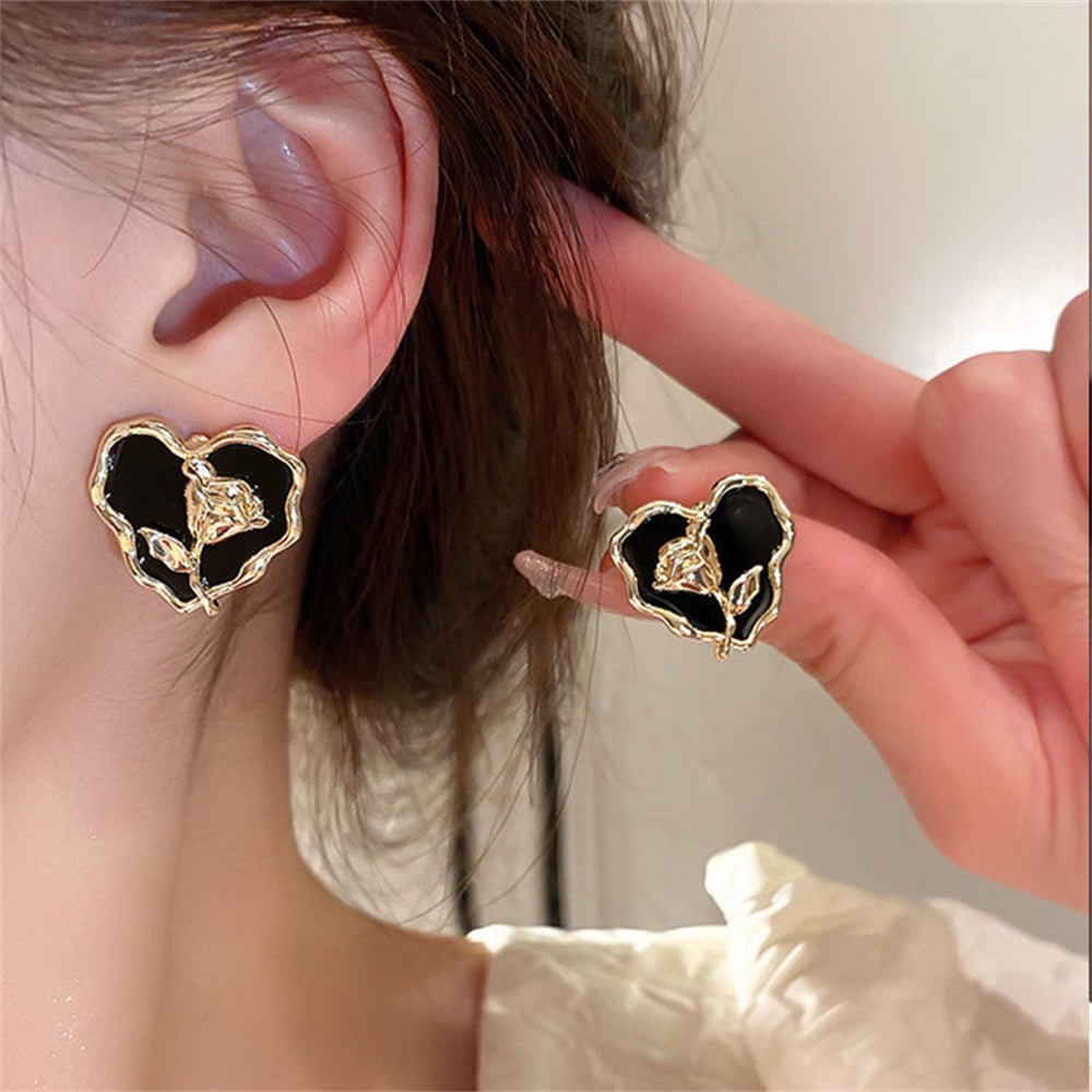 Stud Heart & Flower Earrings - DS Traders