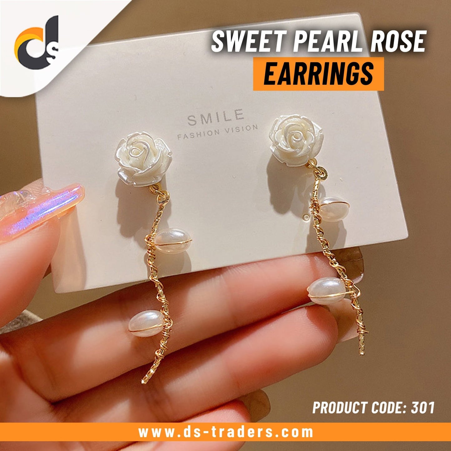 Sweet Pearl Rose Earrings - DS Traders