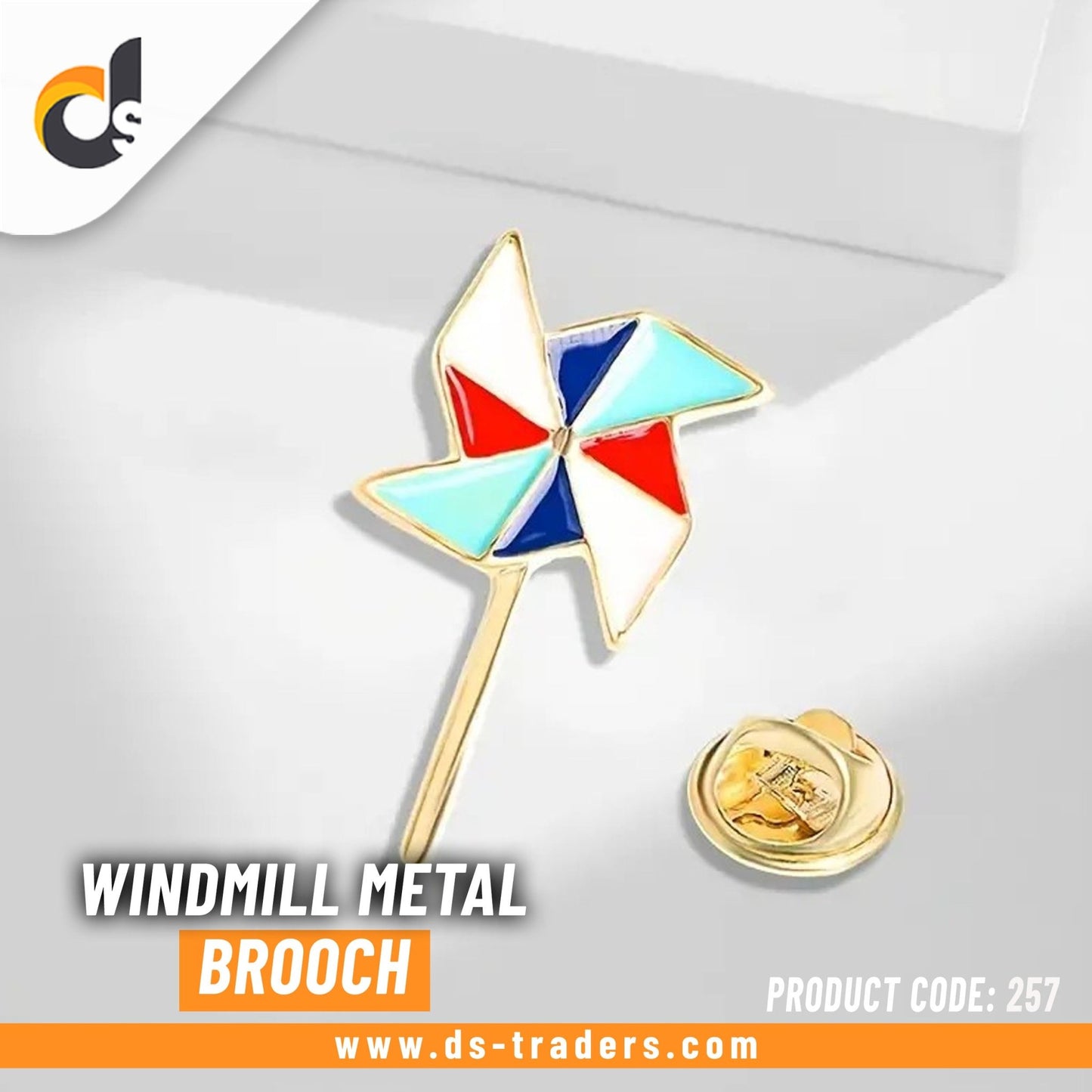 Windmill Metal Brooch - DS Traders